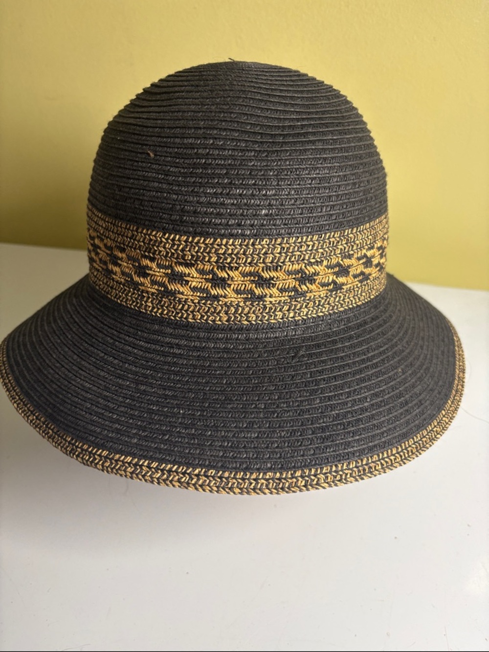 C.C. Exclusives Black and Tan Paper/Poly Sun Hat One Size